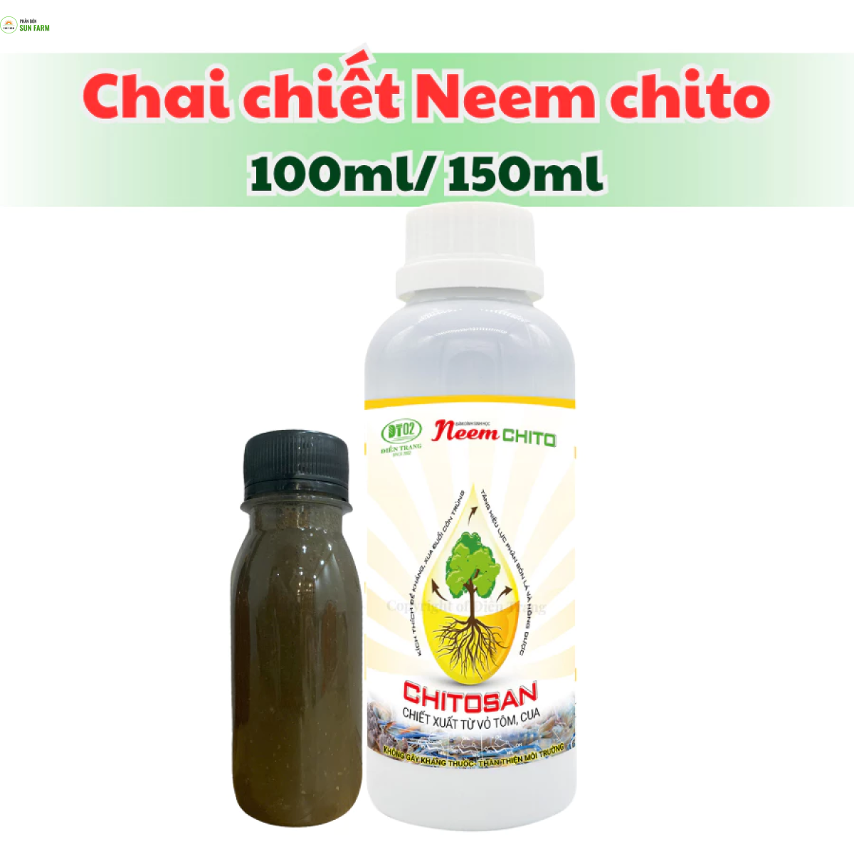 Chai chiết 100ml 150ml 500ml dầu neem oil bổ sung chitosan neem chito
