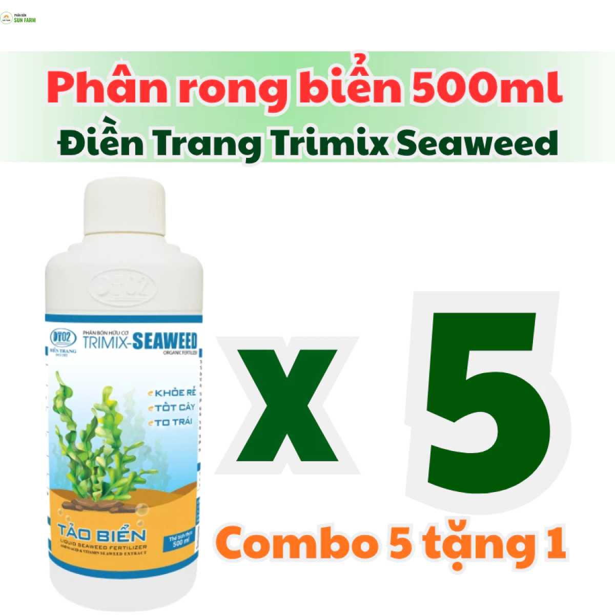 [Khỏe rễ tốt cây to trái] Combo 5 tặng 1Phân bón rong biển tảo biển TRIMIX SEAWEED 500ML