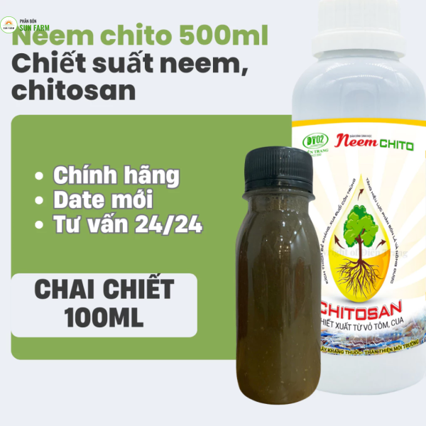 Chai chiết 100ml 150ml 500ml dầu neem oil bổ sung chitosan neem chito