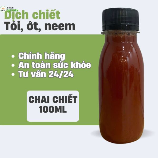 Chai chiết 100ml dịch chiết từ dầu neem, tỏi ớt