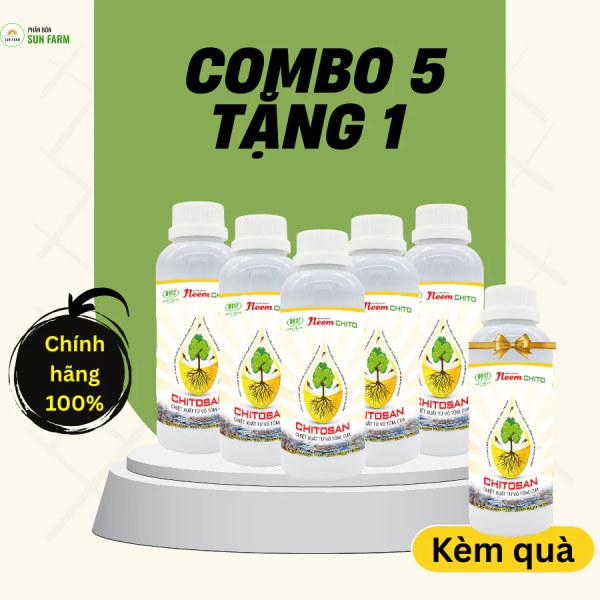 Combo 5 tặng 1 Neem chito, chitosan kiểm soát bọ trĩ nhện đỏ 500ml