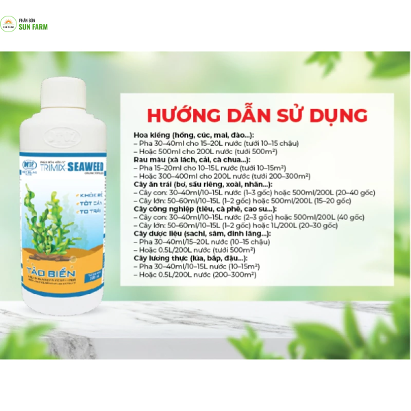 [Khỏe rễ tốt cây to trái] Combo 5 tặng 1Phân bón rong biển tảo biển TRIMIX SEAWEED 500ML