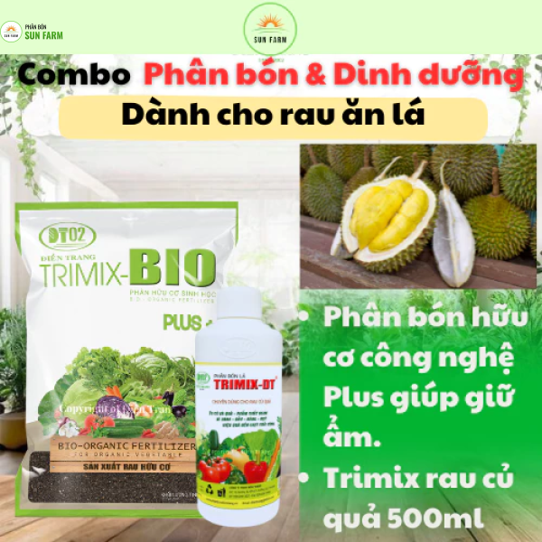 Combo phân bón hữu cơ và phân lá dành cho rau củ quả