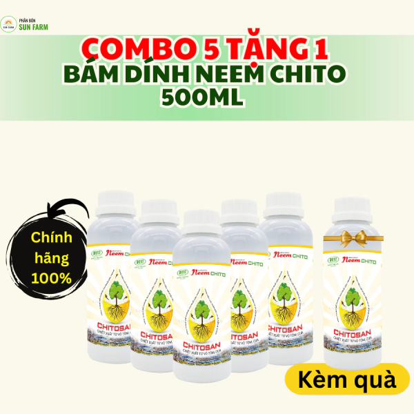 Combo 5 tặng 1 Neem chito, chitosan kiểm soát bọ trĩ nhện đỏ 500ml